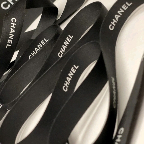 CHANEL Black Satin Logo Ribbon 2 (Two) Yards 5/8" Boutique Gift Packaging - Picture 3 of 3
